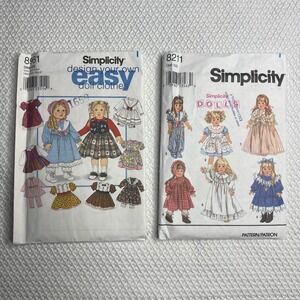 Simplicity 18in Doll Clothes Sewing Pattern 8961/8211 Easy Doll Clothes NEW NWT